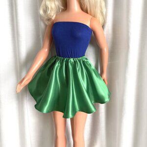 Dark-Blue Top & Green Satin Skirt for My Size Barbie Doll 36". New